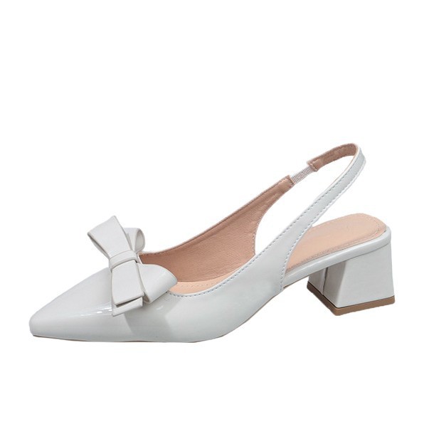 Summer 2025 new sweet style with skirt, pointed-toe, chunk-heeled fashion, single shoes, bow, head wrap, high-heeled sandals for women Item Picture