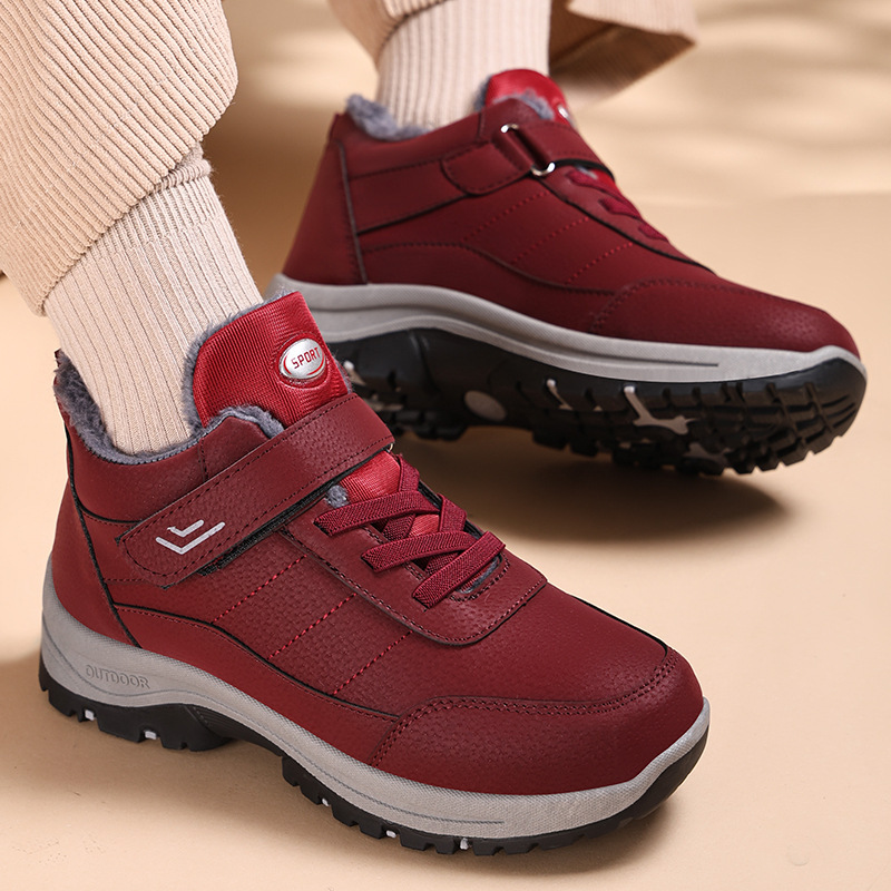 Women's cotton shoes, cross-border TEMU oversized cotton boots, fleece and thickened snow boots, Velcro style women's boots, versatile ankle boots details Picture