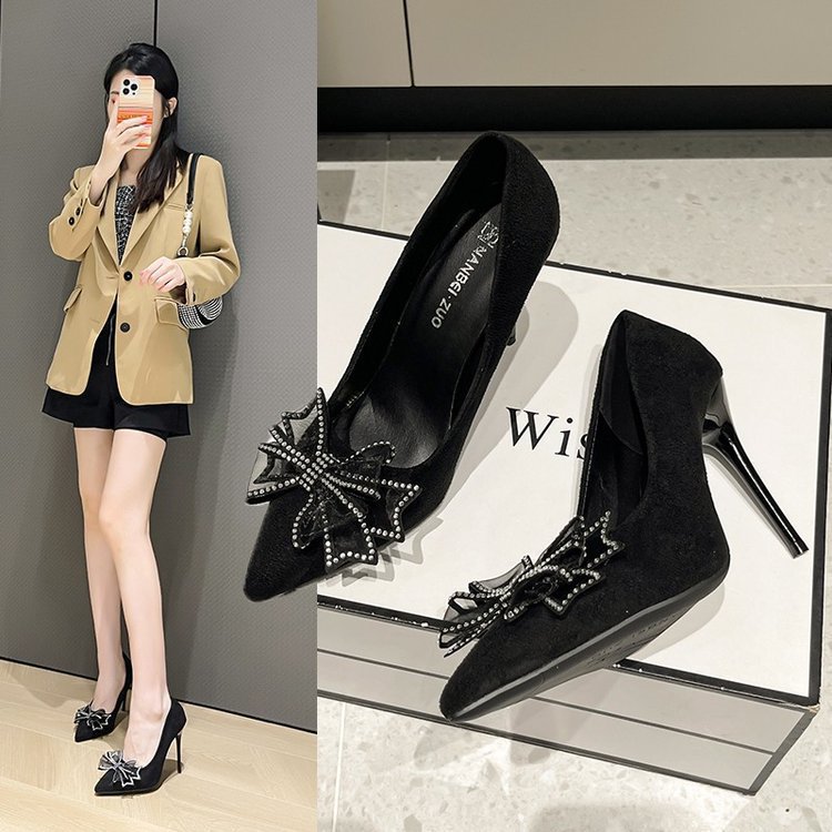 French high heels 2025 Summer new style European and American fashion flower-pointed pointed-heel women's fashion shoes details Picture