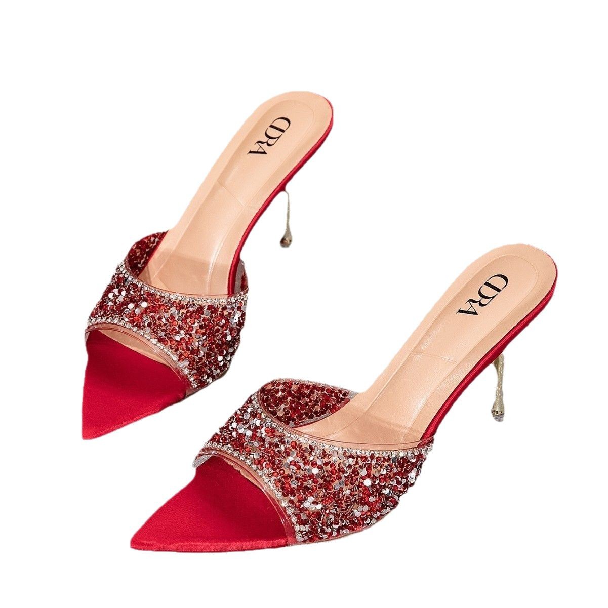 Cross-border 2025 Summer New outerwear women's slippers, a best-selling European and American export product with fine heels and elegant high heels Item Picture