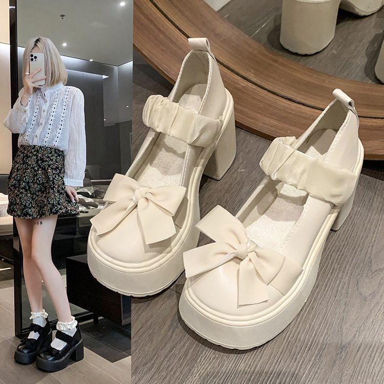 British-style Mary Jane small leather shoes 2025 Spring new style thick-soled, cake-soled, chunky single shoes for women to wear loafers on one foot full figure