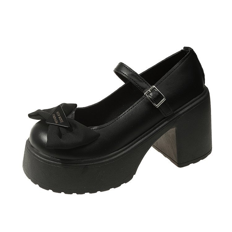 Thick-soled British white retro thick-soled small leather shoes for women's spring and autumn dress 2025 new style Mary Jane shallow opening single shoes Item Picture