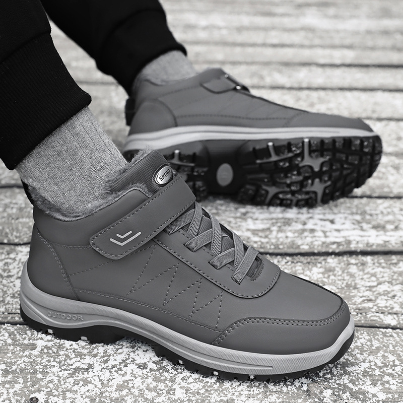 Men's cotton shoes, one-piece consignment, large-sized snow boots with fleece and thickened cotton boots, Velcro walking shoes, versatile men's boots full figure