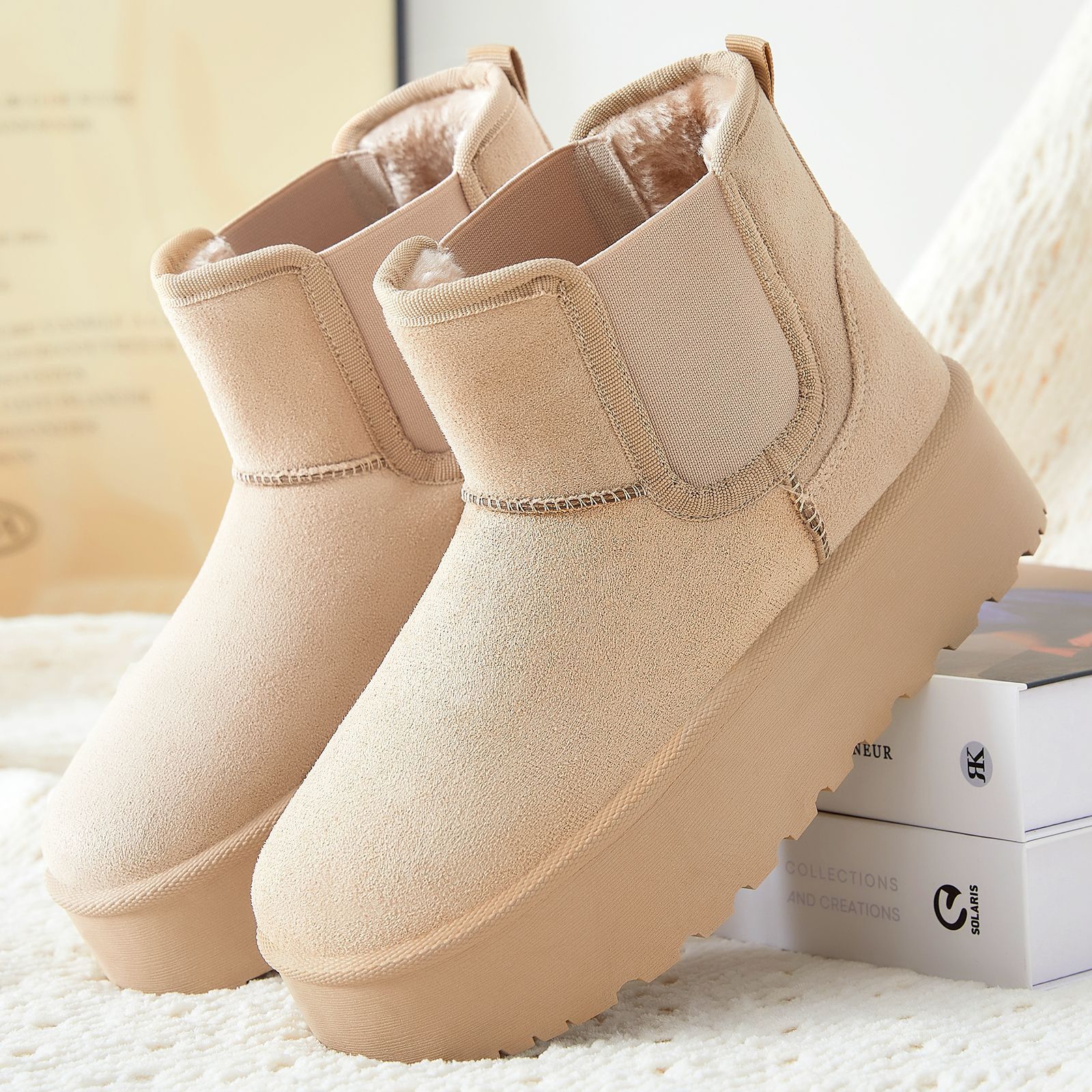Women's snow boots, cross-border TEMU dropshipping boots, fleece and thickened cotton shoes, versatile women's boots, cold-proof and warm cotton boots details Picture