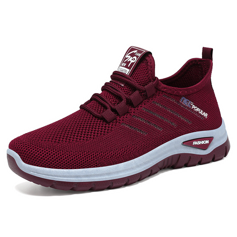 Jinshiyuan - Women's shoes, versatile mesh breathable sports shoes, couple styles, large-sized fly-knit casual shoes consignment Item Picture