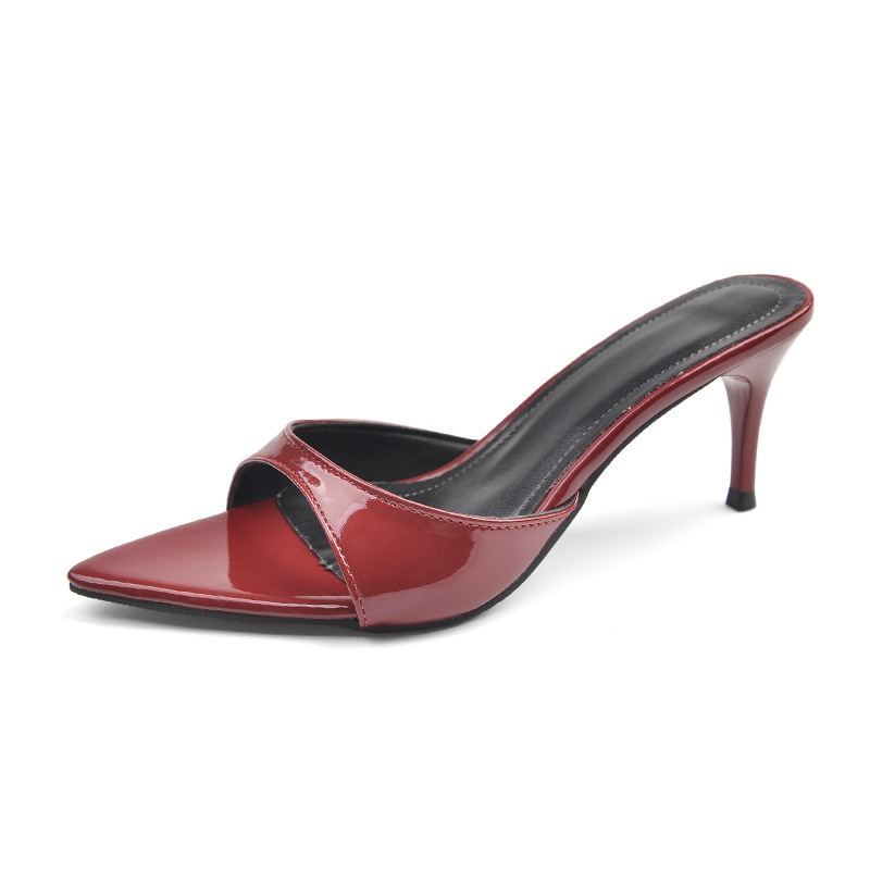 High-heeled slippers 2025 Spring New women's shoes, casual and lightweight pointed-toe slippers, one-piece high-heeled flip-flops worn outside Item Picture