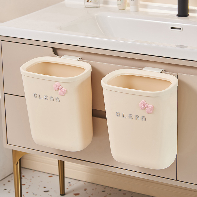 J06-9001厨房家用垃圾桶带盖壁挂式橱柜挂门垃圾收纳可悬挂滑盖卫生间纸篓