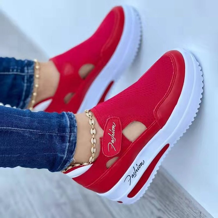 Cross-border large-sized casual single shoes for women spring and summer new flat woven breathable Velcro casual mesh shoes independent station Specification drawing