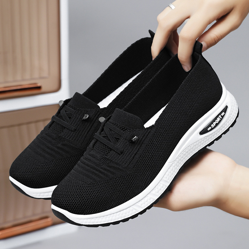 Jinshi Yuan - Women's casual shoes processing and customization, soft-soled mom shoes, non-tiring feet, flying woven shoes, breathable mesh shoes details Picture