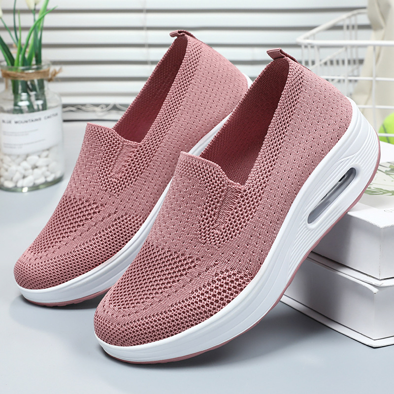 Jinshi Yuan - Women's Casual shoes Processing and customization - One-step mom shoes, Breathable, fly-woven, shock-absorbing, air-cushioned single shoes details Picture