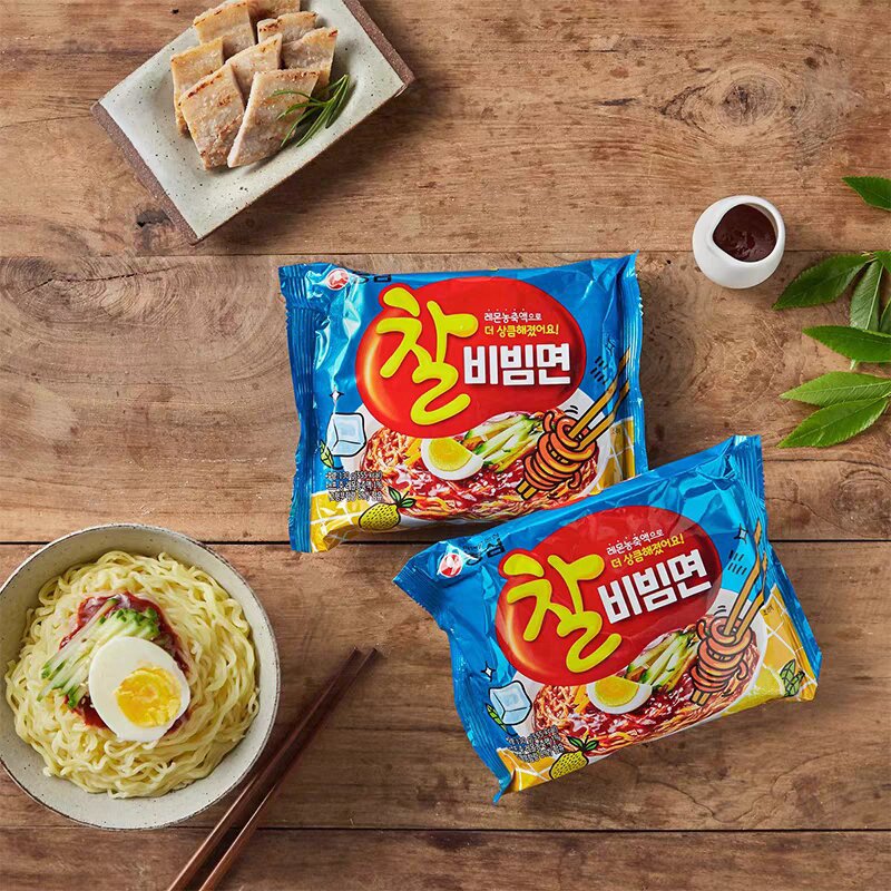 Zero batch free shipping Korean imported snack food, Nongshin Spicy Mixed Noodles, multi-pack cold mixed noodles 130g*4 bags details Picture