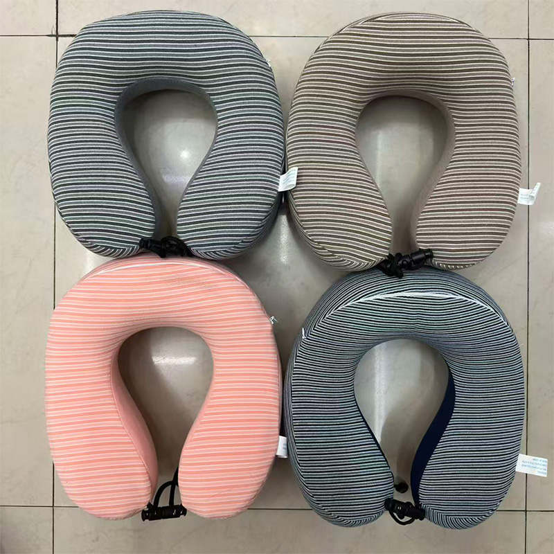 条纹异型单峰纯色乳胶颈枕可爱卡通u型旅行汽车高铁飞机旅行旅游枕头午睡记忆棉素色护颈枕回弹绒立方记忆棉U枕U型枕详情3