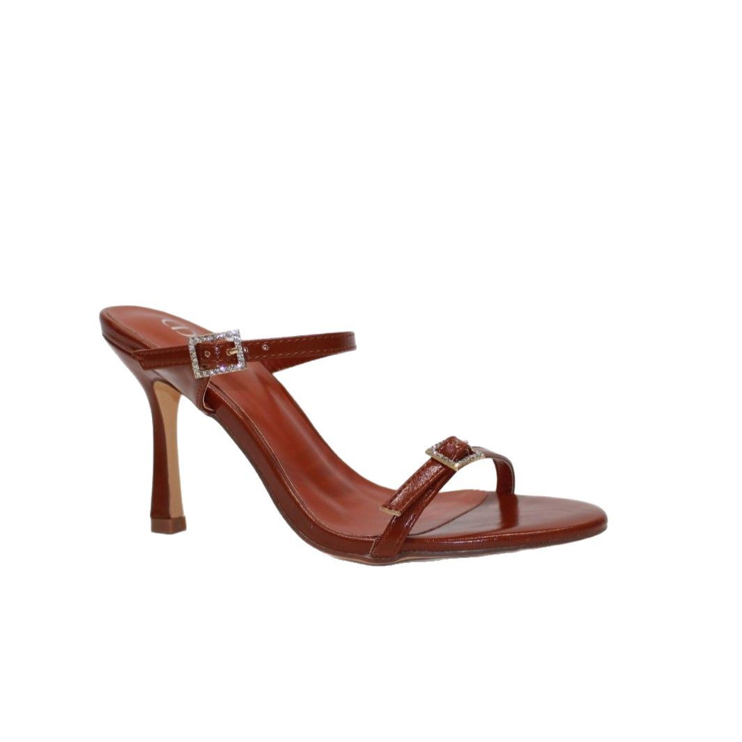 In stock of the new 2025 foreign trade style, simple and slimming, slender, toe-exposing, one-shoulder buckle high-heeled sandals for women in summer Item Picture
