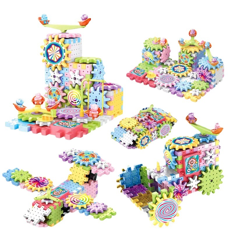 Best-selling one-piece consignment children's gear assembly, educational and versatile building blocks, electric 83-piece large particle building block toys Item Picture