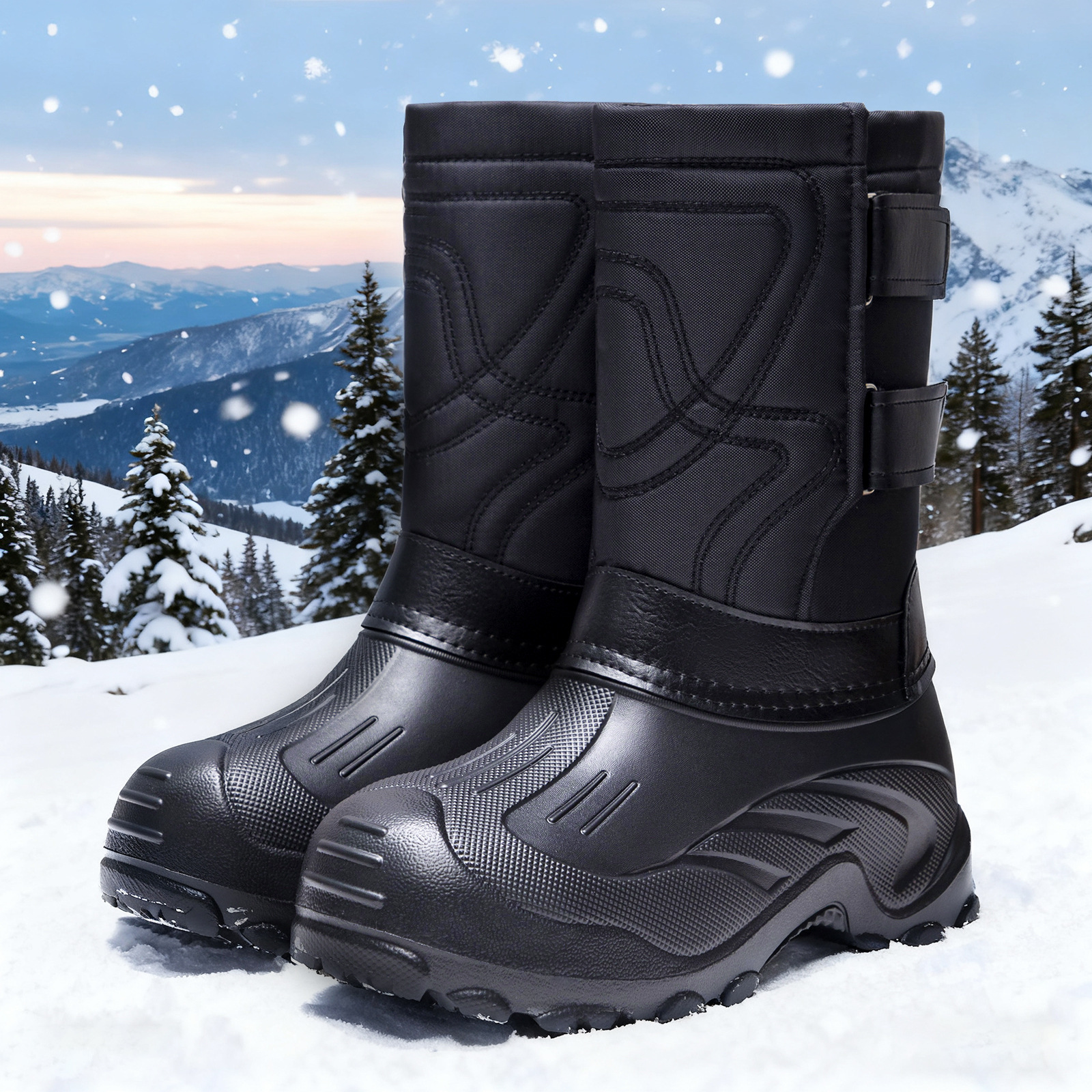 Men's large-sized snow boots, cold and warm long boots, cold and waterproof boots, one-piece consignment, long boots, comfortable men's boots details Picture