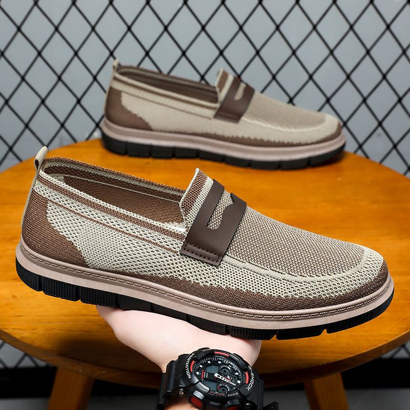 New men's spring cross-border sneakers, British-style casual shoes, lazy people can wear dad shoes with one foot, versatile single shoes Specification drawing