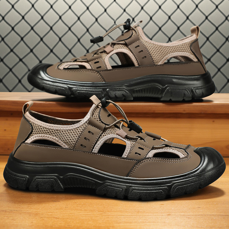Jinshi Yuan - Men's sandals processing and customization, one-foot casual shoes, perforated breathable crocs, versatile men's shoes details Picture