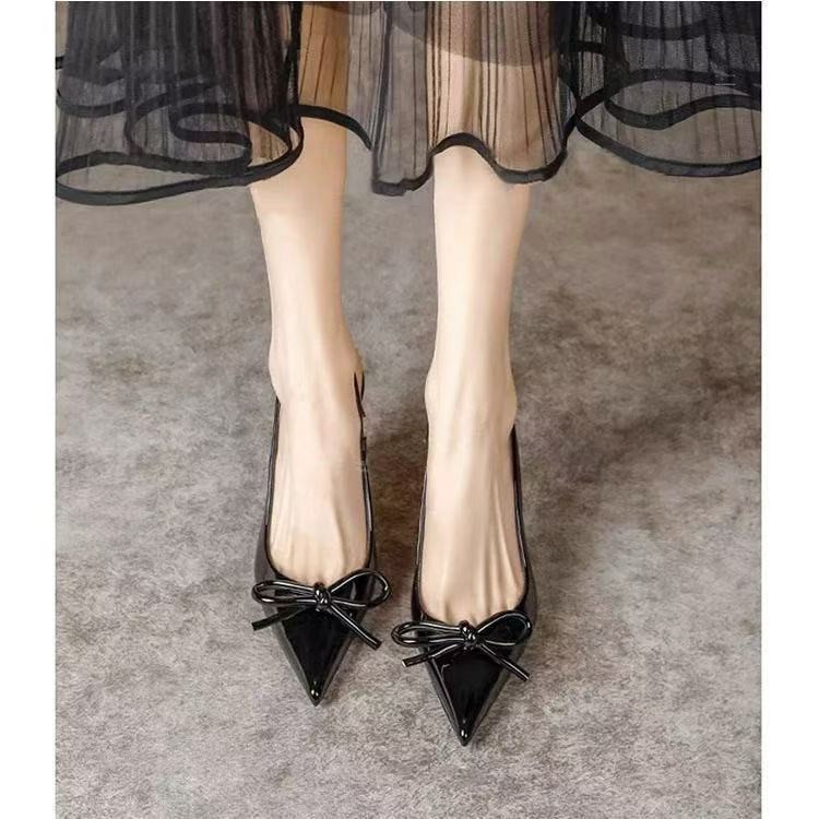 Women's summer outerwear high-heeled sandals, elegant and versatile, headband sandals, bow French high-heeled sandals for women details Picture