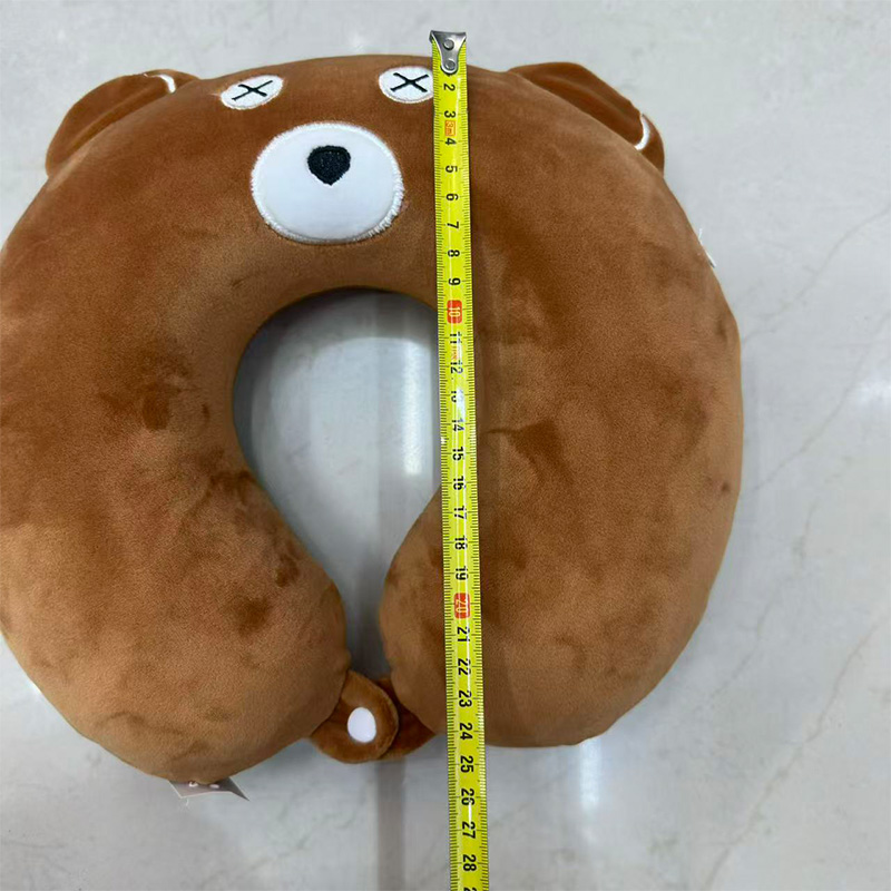 Animal bear cartoon anime peripheral latex neck pillow, cute cartoon U-shaped travel car, high-speed rail, plane, travel and tourism pillow, nap memory foam, plain neck protection pillow, rebound velvet cubic memory foam U-shaped pillow Specification image