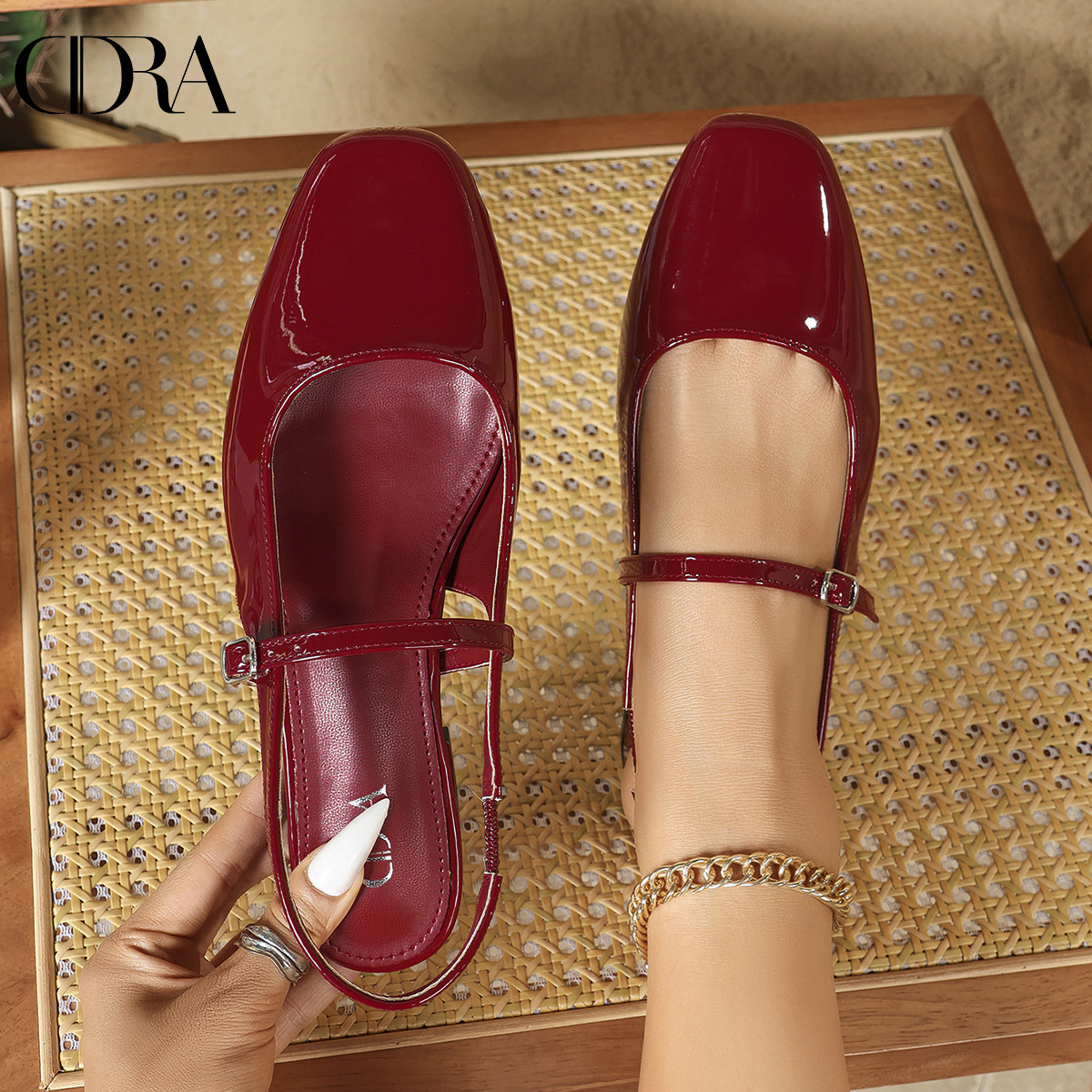 Cross-border new style Ma Lizhen flat single shoes, flip-top and backheel sandals, elegant commuting women's shoes, versatile shoes consignment Specification drawing