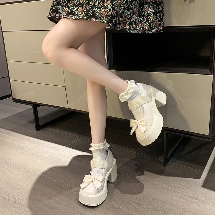 British-style Mary Jane small leather shoes 2025 Spring new style thick-soled, cake-soled, chunky single shoes for women to wear loafers on one foot Specification drawing