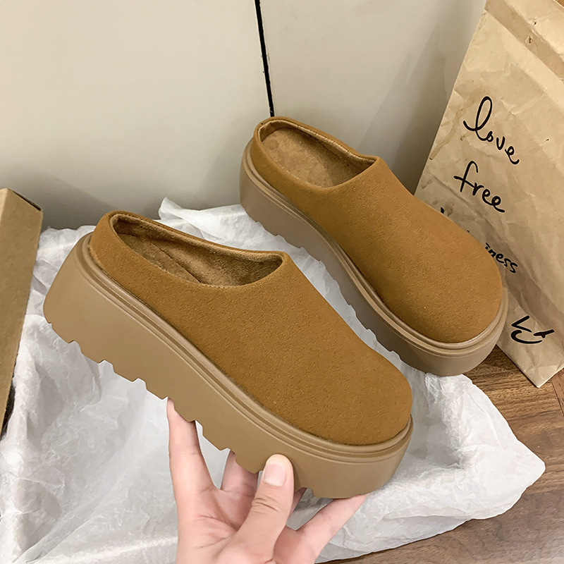 Thick-soled half-drag Burken shoes, new spring and autumn 2025 lazy shoes, worn with a flip-top outside, height-increasing women's shoes, one step Specification drawing