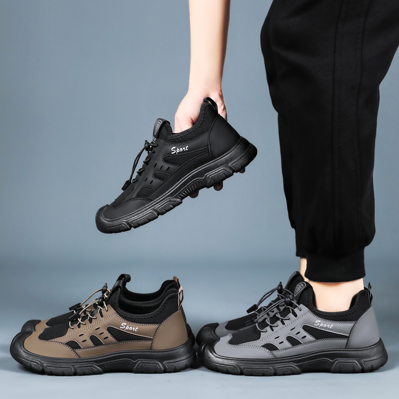 Men's casual shoes, outdoor hiking shoes, breathable and non-smelly feet, mesh shoes, versatile men's shoes, soft-soled and comfortable dad shoes Application Scenario