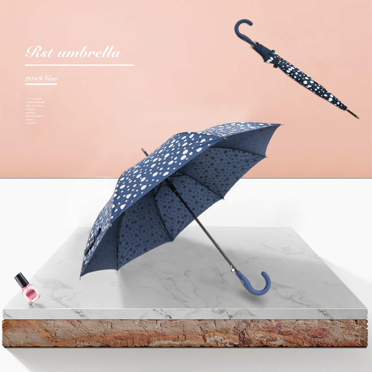 星宝伞遇水变色魔术伞长伞波点一键开伞现货批发白底实物图