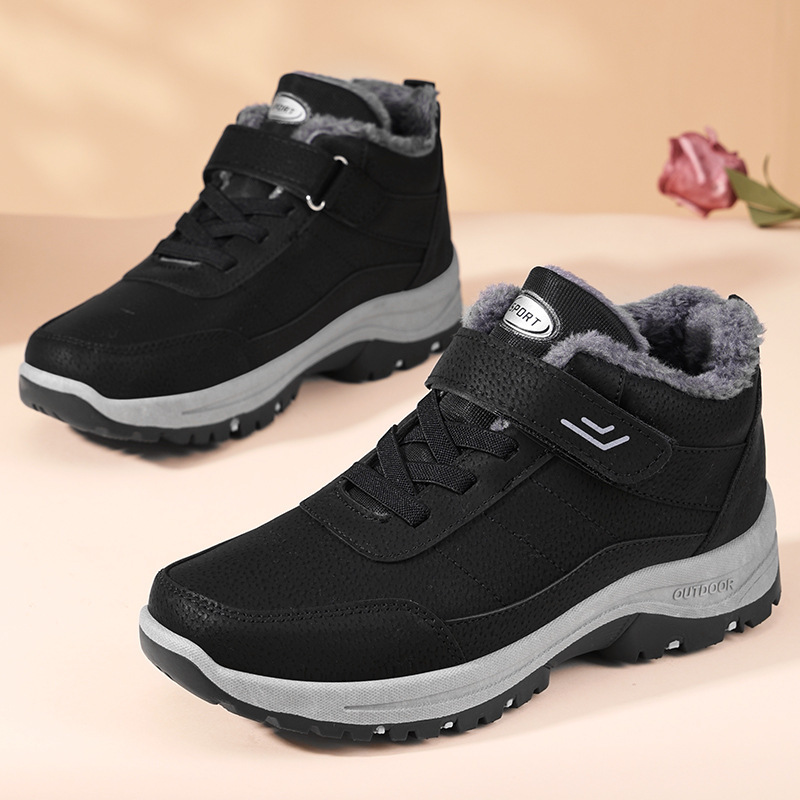 Women's cotton shoes, cross-border TEMU oversized cotton boots, fleece and thickened snow boots, Velcro style women's boots, versatile ankle boots full figure