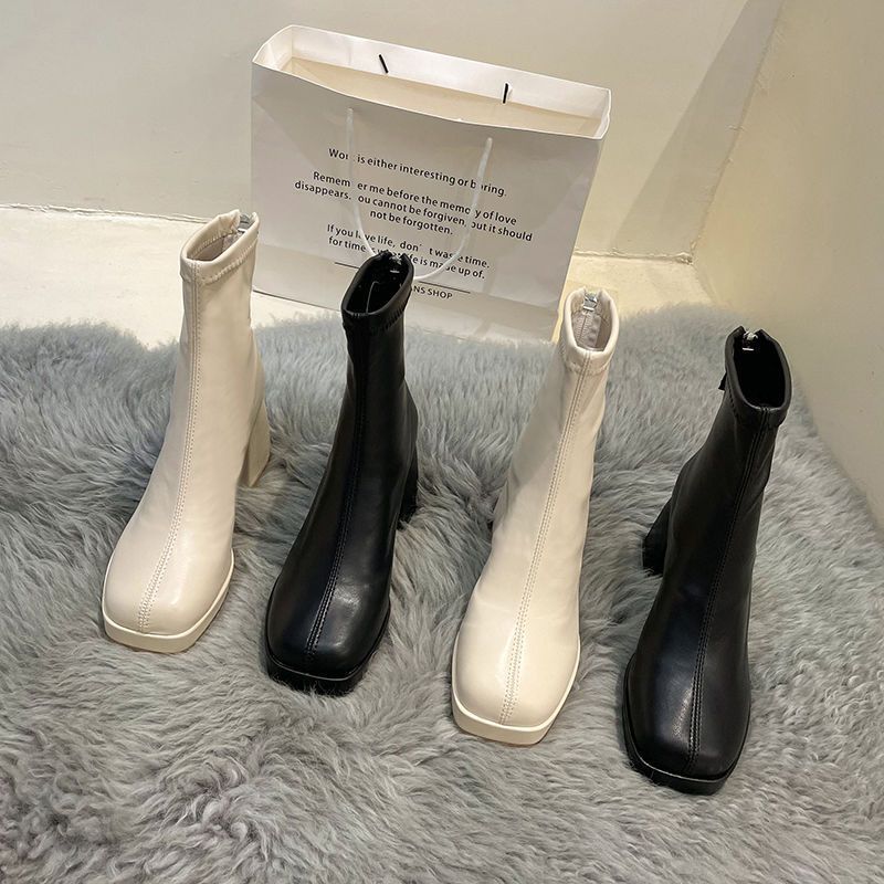 Short boots for women 2025 New spring and autumn single boots, Dr. Martens boots, round-toe height-increasing waterproof platform bare boots, thick high-heeled boots for women details Picture