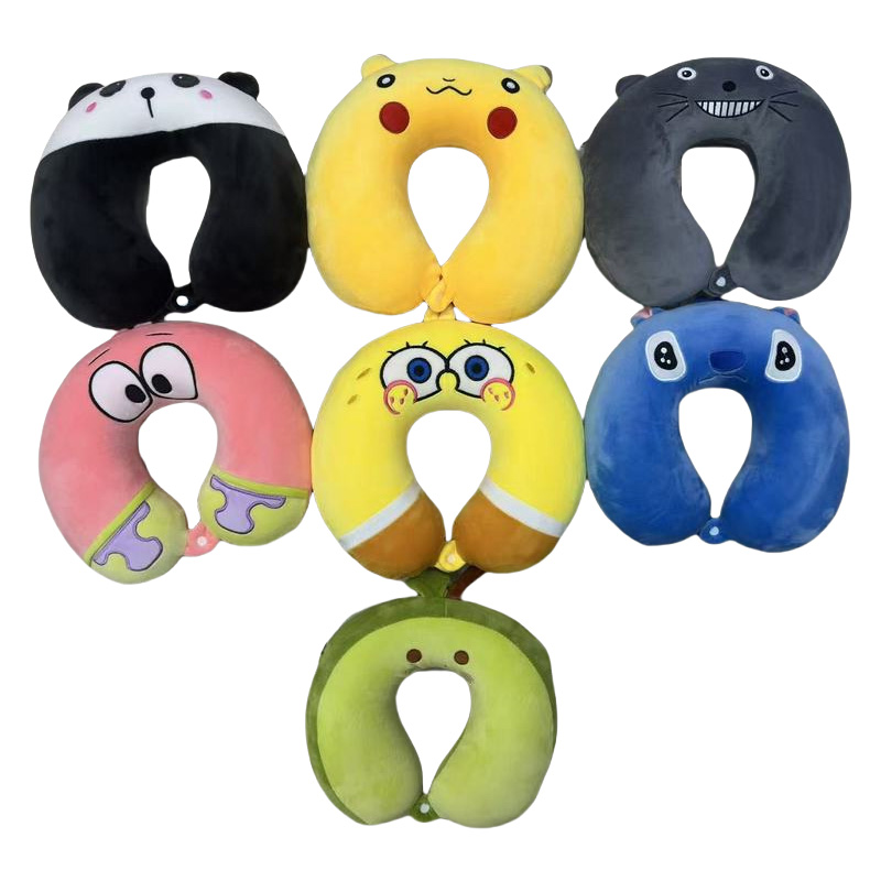 Cartoon and anime-related latex neck pillow, cute cartoon U-shaped travel car, high-speed rail, plane, travel and tourism pillow, nap memory foam, plain neck protection pillow, rebound velvet cubic memory foam U-shaped pillow Item Picture