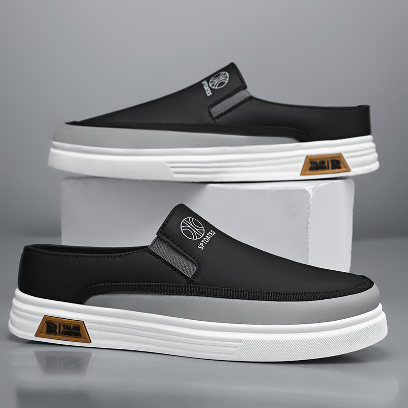 Summer new men's casual shoes: One-step soft-soled single shoes, trendy board shoes, breathable and comfortable, half-slipper full figure