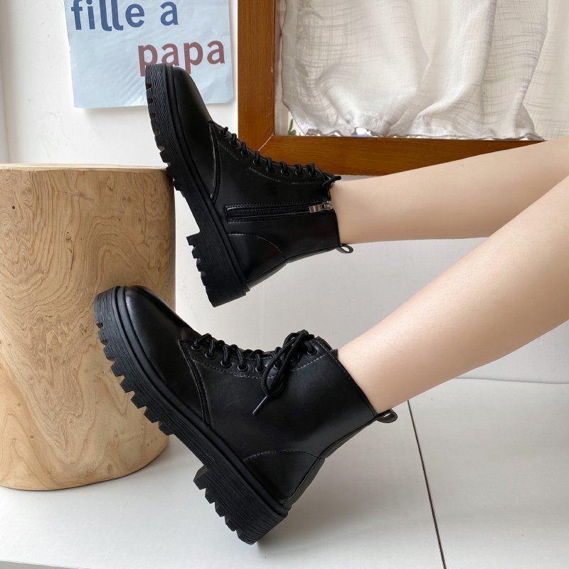 The new black and stylish Dr. Martens boots for women with thick soles and short boots in the autumn of 2024 Specification drawing