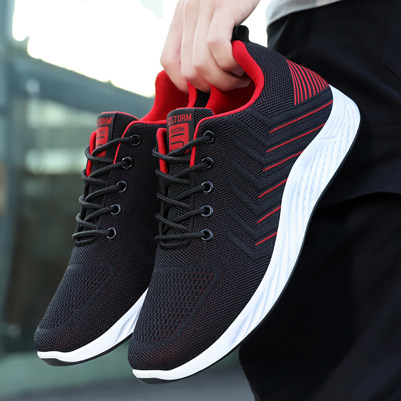 Men's sports shoes, soft-soled comfortable running shoes, breathable and non-smelly feet, mesh shoes, versatile men's shoes, flying woven single shoes details Picture