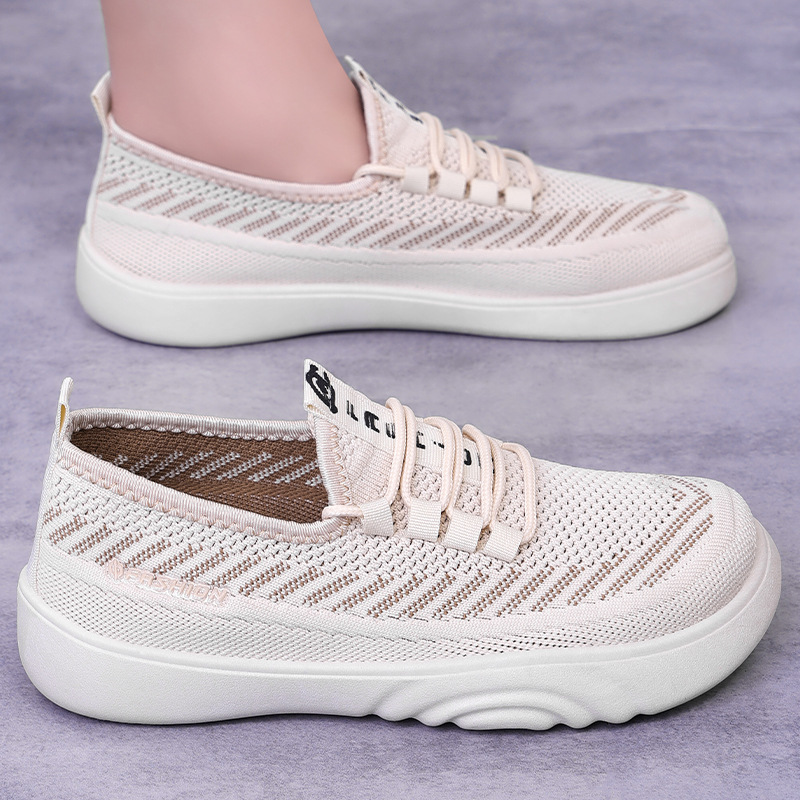 New versatile spring shoes for women: Breathable and wear-resistant fei-woven mesh shoes, soft soles, comfortable and casual women's cloth shoes Specification drawing