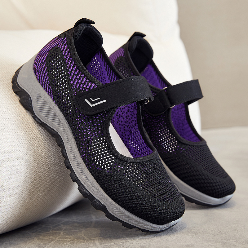Jinshi Yuan - Women's soft-soled shoes, customized shoes for mothers, middle-aged and elderly walking shoes, breathable mesh shoes, women's single shoes Specification drawing