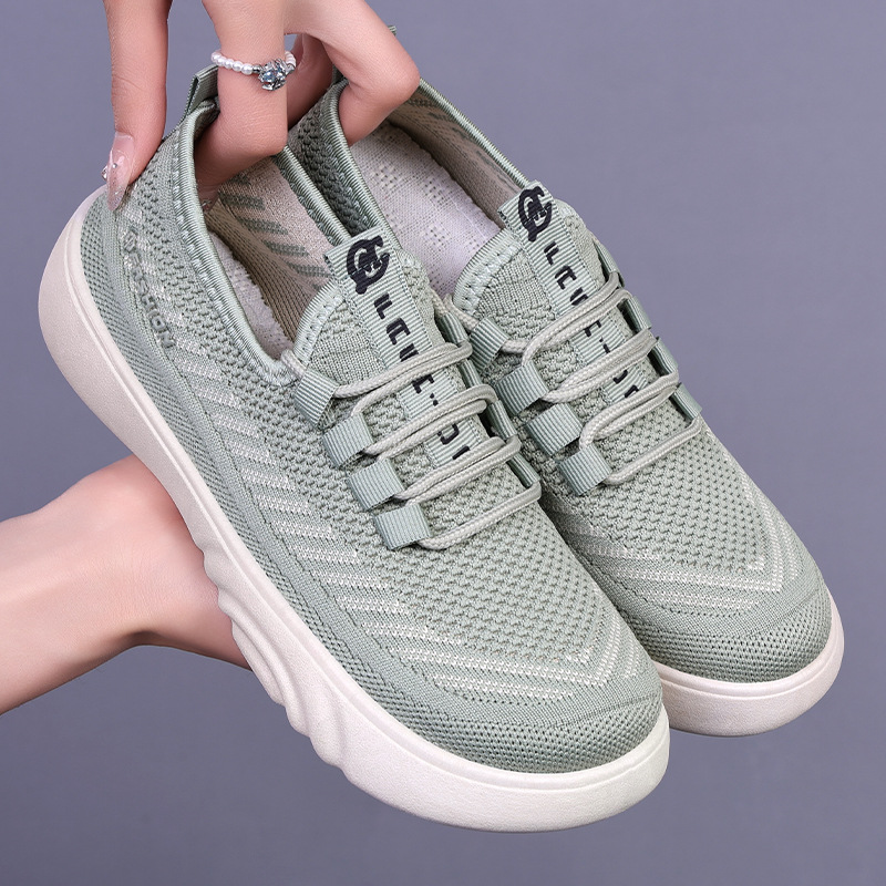 New versatile spring shoes for women: Breathable and wear-resistant fei-woven mesh shoes, soft soles, comfortable and casual women's cloth shoes details Picture