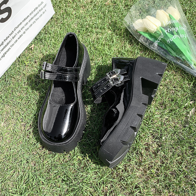 Mary Jane Shoes Women's 2025 Autumn/Winter new round toe, thick-soled, chunky heel, one-strap, fashionable and versatile high heels Specification drawing