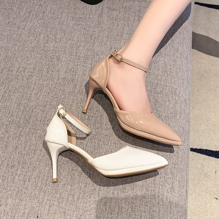 2025 New waterproof platform single shoes for women's summer, new large-sized stiletto high heels, hollow pointed-toe high-heeled sandals for women details Picture