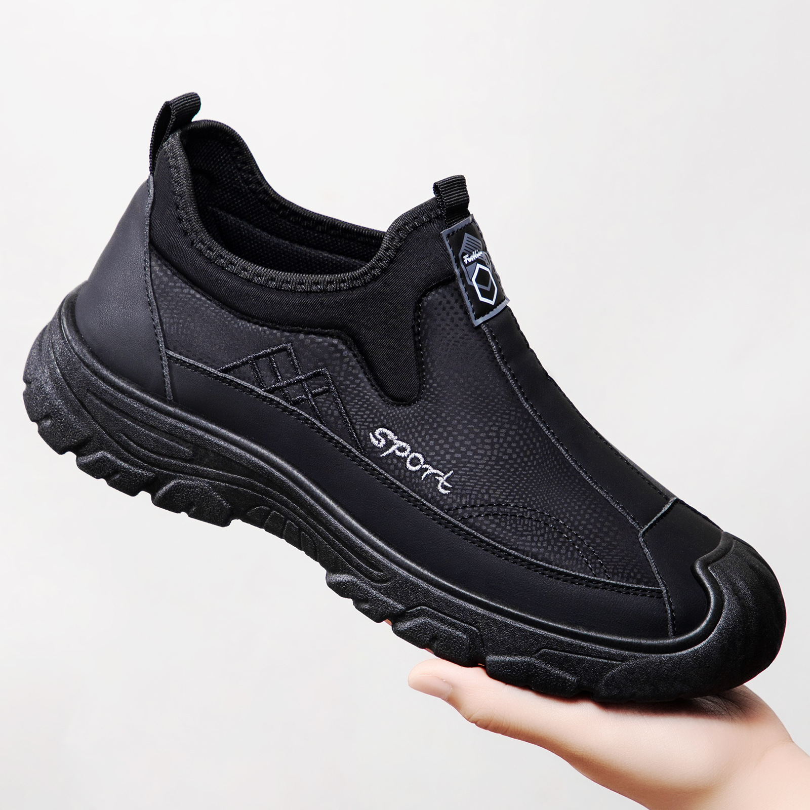 Men's casual shoes, one-foot lazy shoes, leather men's shoes, soft soles, comfortable dad shoes, breathable and non-smelly feet, single shoes Specification drawing