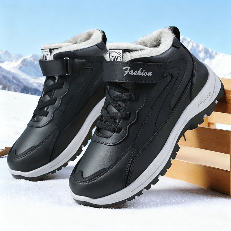 TEMU men's cotton shoes, large size, snow boots with fleece and thickened cotton boots, cold-proof and warm, versatile men's walking boots details Picture