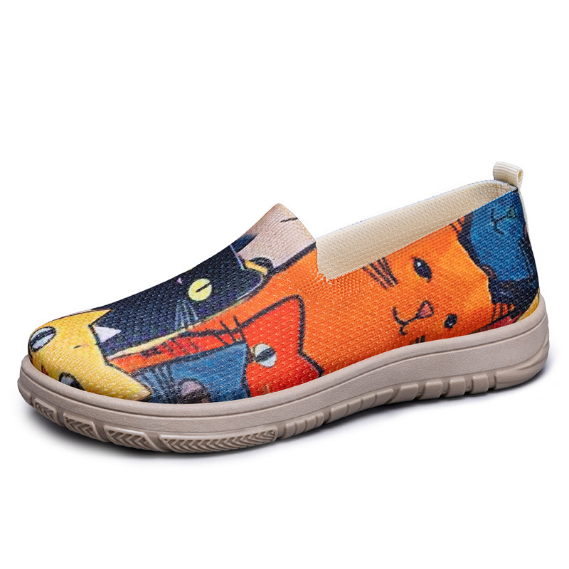 Women's shoes for foreign trade, large-sized shoes, cross-border consignment, casual shoes, colorful patchwork cloth shoes, one-foot single shoes Item Picture