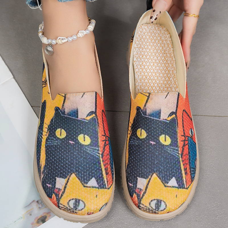 Women's shoes for foreign trade, large-sized shoes, cross-border consignment, casual shoes, colorful patchwork cloth shoes, one-foot single shoes details Picture
