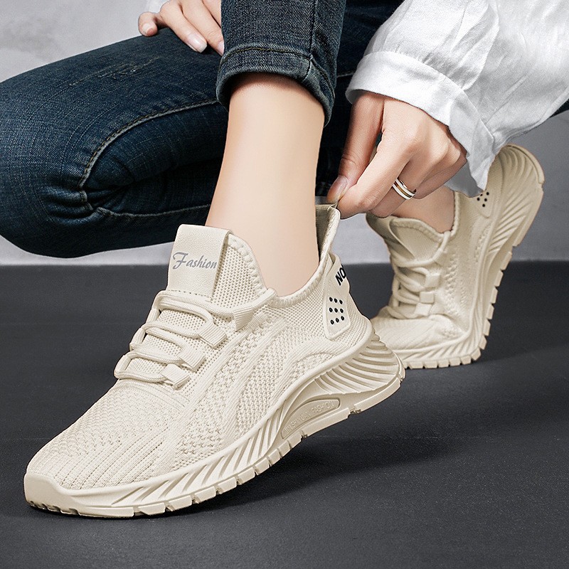 Women's cross-border large-sized casual single shoes, breathable sports shoes, TEMU women's shoes, versatile solid color running shoes Specification drawing