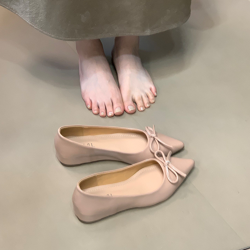 Bow Commuter Mary Jane Evening Shoes Pointed-toe commuter single shoes for women 2025 New style Fashionable shallow opening versatile ladle shoes Application Scenario