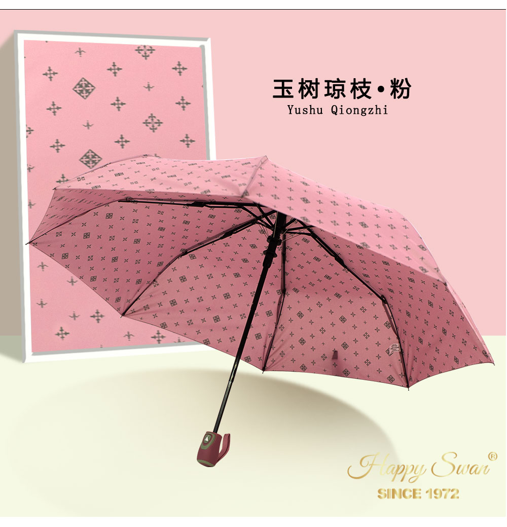 【出欧美】小碎花三折自开伞外贸雨伞彩色图案190T碰击布详情9