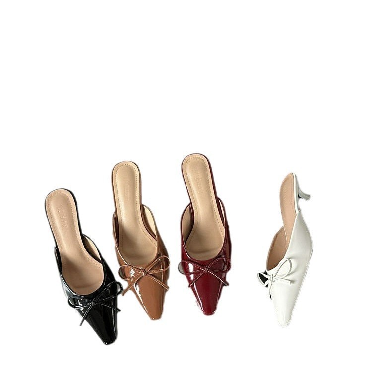 The new autumn 2024 collection features French fairy style Mary Jane shoes with a half-slipper from Baotou, paired with a skirt and a low-heeled bow Item Picture