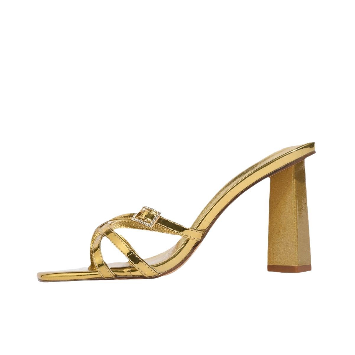 Cross-border European and American 2025 Fashionable square heel comfortable high-heeled sandals, simple and elegant square toe open-toe women's sandals for export Item Picture