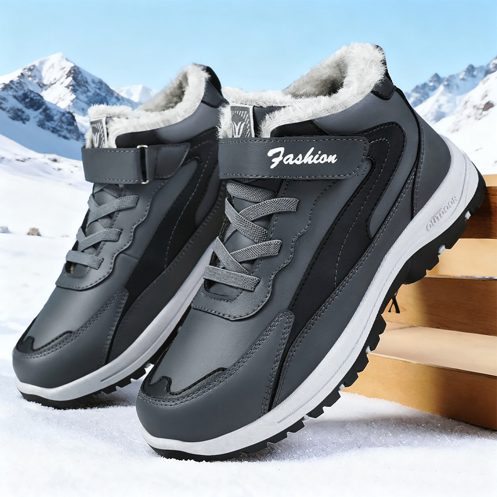 TEMU men's cotton shoes, large size, snow boots with fleece and thickened cotton boots, cold-proof and warm, versatile men's walking boots full figure