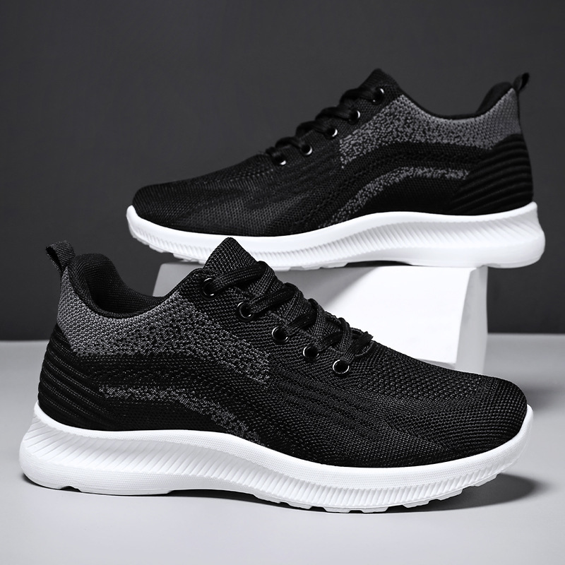 Jinshiyuan - New men's shoes, breathable fei-woven sports shoes, lightweight men's shoes, shallow lace-up casual shoes, single shoes details Picture
